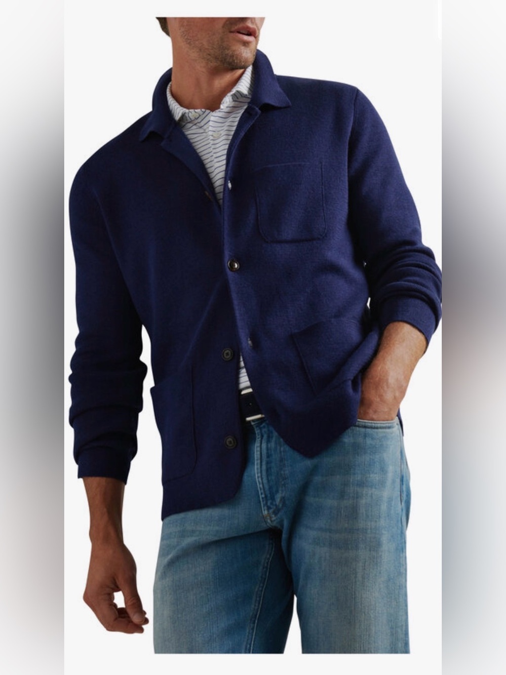 Peter Millar Crown Crafted Connolly Chore Coat Cardigan Jacket L Navy Blue